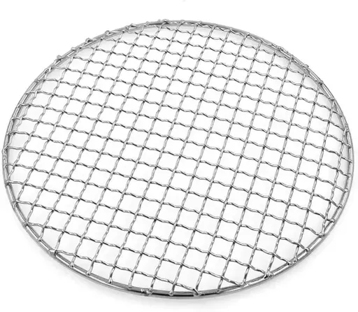 Round 304 Stainless Steel Grill Grate, BBQ Mesh Rack for Camping, Outdoor Grilling, Baking and Steaming, Silver, 40 cm