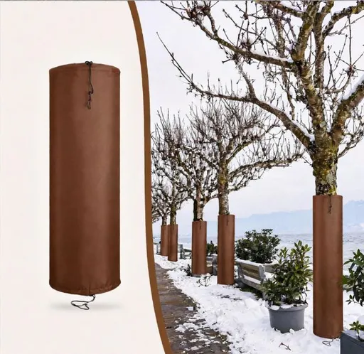 100*20*20cm Palm Tree Root Protectors Winter Protection for Trees Root Self Adhesive Plant Trunk Insulation Cover with Drawstring for Garden Outdoor Cold Weather Plants Trunk Protection - Brown