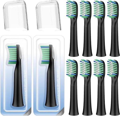 10 Pack Toothbrh Replacement Heads Compatible with Rtauys M5 Sonic Electric Toothbrh(Black, 10 Count(Pack of 1))