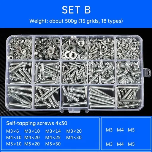 Household Self-tapping Screw Nut Gasket Box Set Multi-purpose Screw Assortment - B