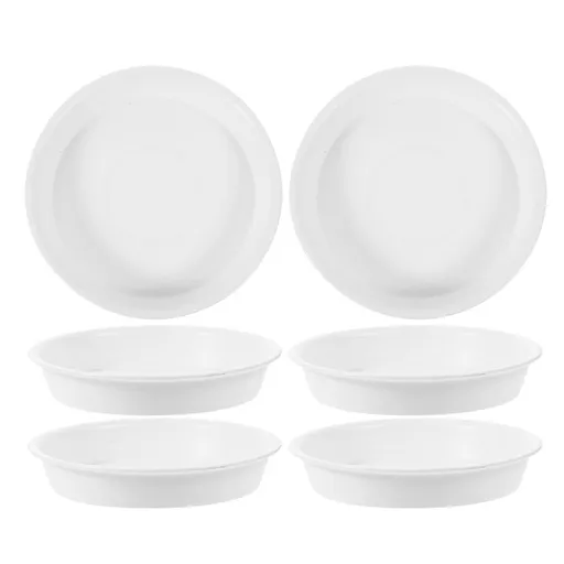 6-Pack White Round Plastic Plant Saucers for Indoor Use, Water Catch Trays for Houseplants and Flower Pots