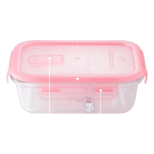 Scybe Heat Resistant Glass Lunch Box Microwave Safe 500ml Molang Square Pink