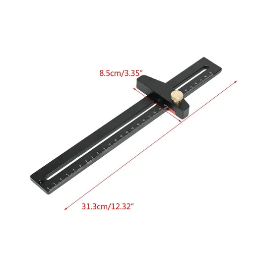 Woodworking Scriber T-Shaped Woodworking Multifunctional Ruler Aluminum Alloy Marking Measuring Gauge Hand Tool