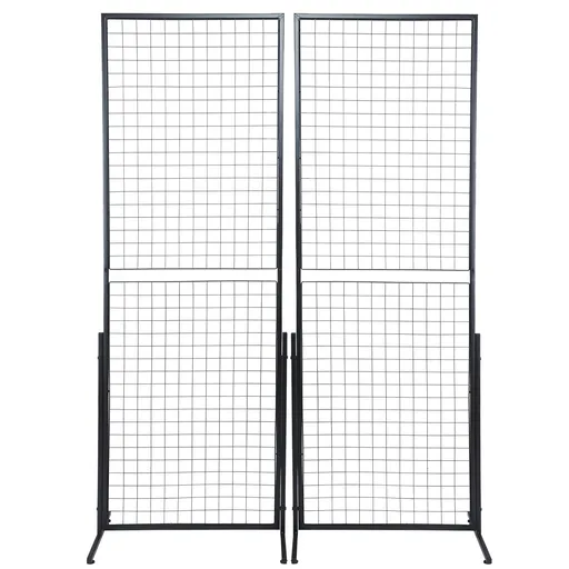 2' x 5.6' Grid Wall Panels Tower, 2 Packs Wire Gridwall Display Racks with T-Base Floorstanding, Double Side Gridwall Panels for Art Craft Shows, Retail Display with Extra Clips and Hooks