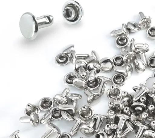 200Sets 6mm Round Cap Leather Rivets, Double Cap Rivets Tubular Metal Studs Rivets for Leather Purse Keyrings Repair and Crafts Decoration (6mm Silver)