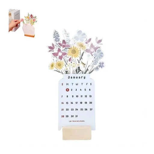 4"x 8"2024 Bloomy Flowers Desk Calendar, Creative Flower Small Desk Calendar, 2024 Flower Desk Calendar Planner (1pcs)