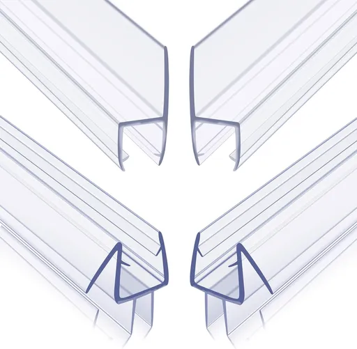 Frameless Shower Door Seal Set for 1/4 Inch Glass Doors - 2-Pack Bottom Seal and 2-Pack Side – Stop Shower Leaks and Create a Water Barrier (1/4” x 39”)