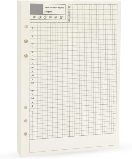 Notebook Refill A5 - Ring Binder Paper 6 Holes - Agenda Refill - Bullet Journal Paper - Refillable Notepad - Writing Paper - Planner Inserts - Office Supplies - School Supplies - Calendar Overview -Weekly planner agenda - white - pack of 5