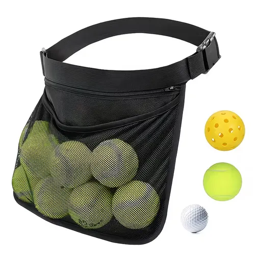 Tennis Ball Holder, Pickleball Holder Bag for Women, Men & Teens, Ball Pouch, Mesh Waist Hip Bag Carrier, Easy Holding 8-10 Pickle Balls or Tennis, Versatile Accessories & Gifts