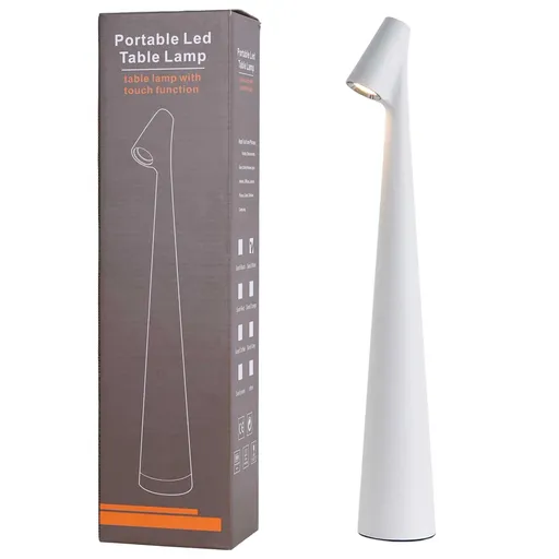 Portable LED Table Lamp 13.5" H – Touch Control, 3 Brightness Levels, Rechargeable Desk Light for Bedroom, Outdoor, Gift (White) | Other Colors Available in Store