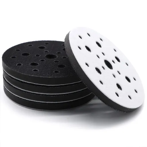 5 Pack Interface Pads, 6 Inch 25 Holes Hook and Loop Soft Density Sponge Cushion Buffer Backing Pad, Foam Sanding Interface Pads for Orbital Sander Automotive Woodworking Polishing