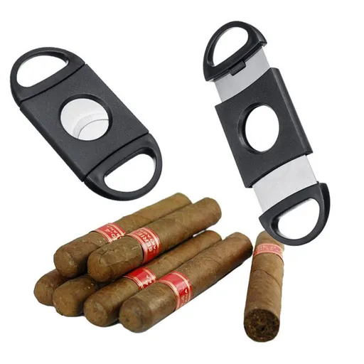 Cigar Cutter, Stainless Steel Guillotine Double Cut Blade Cigar Clippers in Black, Sharp and Easy to Cut, Gift for Men (2Pack)