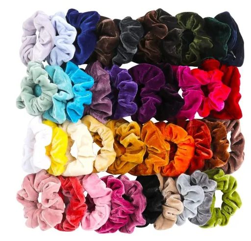 Velvet Hair Scrunchies - 46 Pack for Women, Girls, and Kids - Bulk Scrunchies Hair Ties No Damage Scrunchy Hair Bands