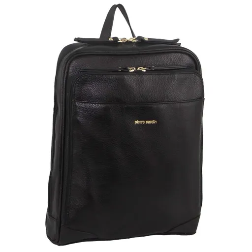 Pierre Cardin Rustic Womens Leather Backpack Bag Handbag Back Pack Travel - Black