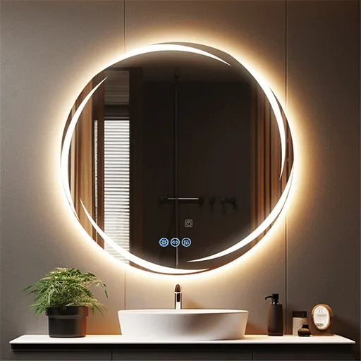 Round LED Anti-Fog Backlit Bathroom Mirror(60x60cm)