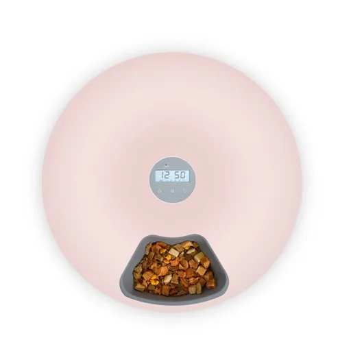 Automatic Timed Pet Feeder 6 Meal Programmable 180ML Pink