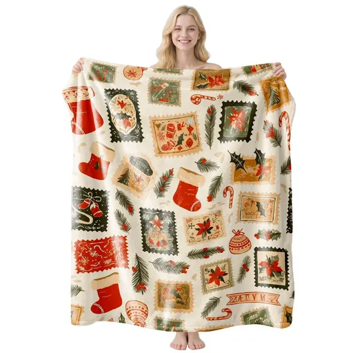 Eye‑pleasing Festive Flannel Throw Blanket, Multi‑setting Air‑condition Cover, Perfect Gift For Christmas & Halloween Complete Household Decor Arrangement, Style FLR‑226, Size L, 130x150cm