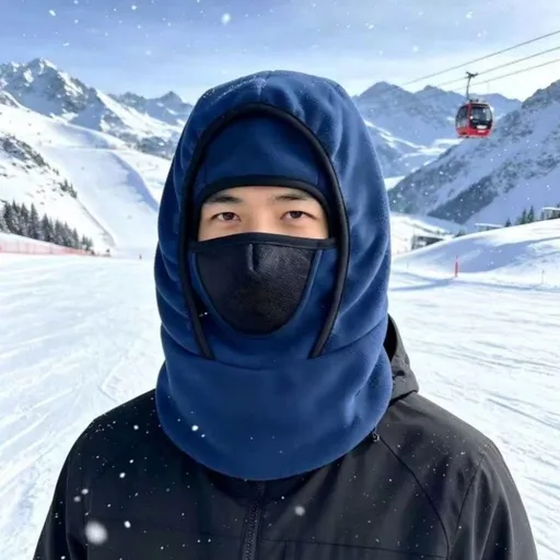 Fleece-Lined Thermal Balaclava, Windproof Face & Neck Cover Hat for Skiing, Cycling, and Outdoor Sports—Blue