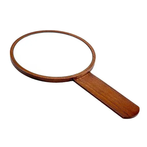 Handheld Mirror with Handle, Hand Held HD Mirror Wooden Frame, Salon Hairdresser Plain Mirror Retro Style, Cosmetic Salon Makeup