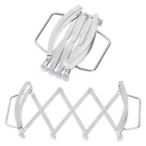 Silver Stainless Steel Expanding Trivet, 18x16cm, Heat-Resistant Mat for Countertop & Hot Pots, Holds Dishes Within 10 Inches (1pc)