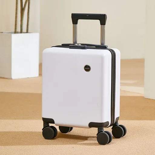 White 14 Inch Lightweight Carry-on Luggage for heights under 1.6m - Underseat & Overhead Cabin Hardside Suitcase