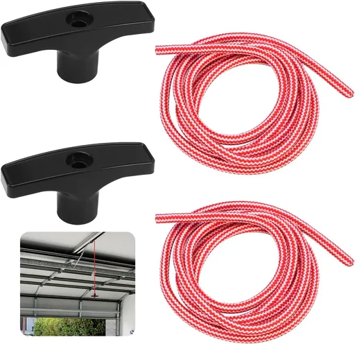 2 Pcs 41A2828 / 041A2828 Rope Handle Kit, Garage Emergency Release Pull Rope Cord Handle Kit, Fit for Chamberlain, Craftsman & LiftMaster Models, Garage Opener, Red White Emergency Pull Rope W/Handle