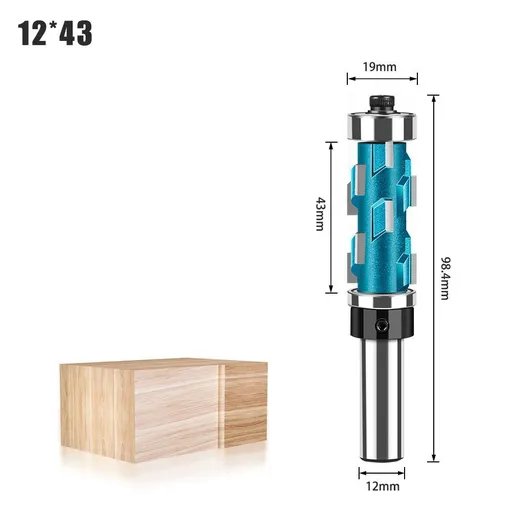 Double Bearing Spiral Flush Trim Router Bit 1/2" Shank - Solid Carbide Blade with Teflon Coating, 19mm Diameter for CNC/Edge Banding/Hardwood - Blue - Size 1/2" Shank-D19-L43