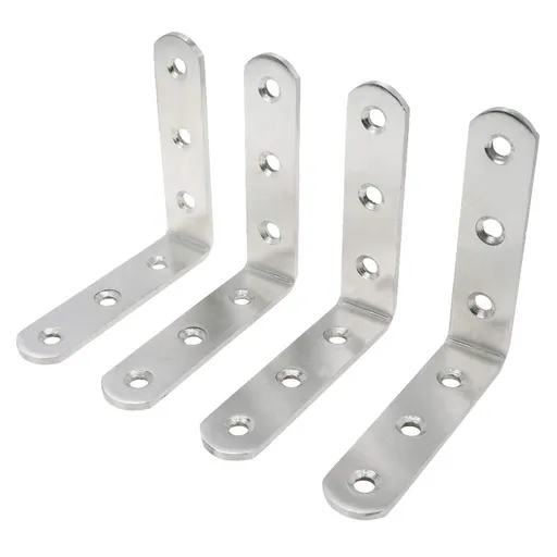 Stainless Steel Shelf Corner Brace Right Angle Brackets L Brackets Corner Brace Angle Joint Fasterner 80mm/3" x 80mm/3" - 4pcs