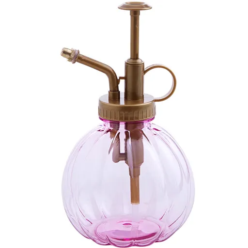Plant Mister Spray Bottle, 350ML Vintage Pumpkin Style Decorative Plant Atomizer Watering Can Pot with Top Pump for Indoor Potted Plants Flowers Pink