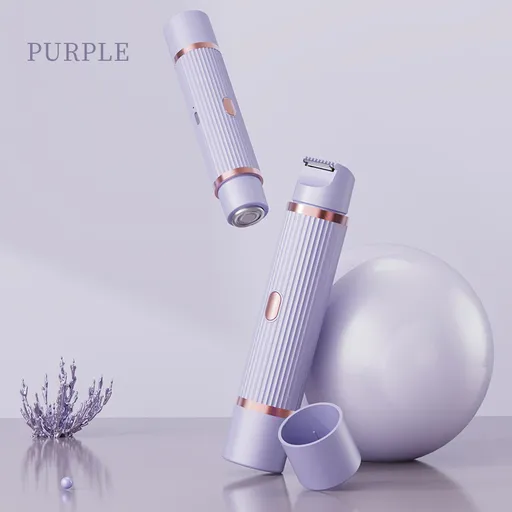 Purple Rechargeable 2-in-1 Electric Shaver for Women - Dual-Head Bikini Trimmer & Body Hair Remover