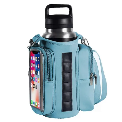 Waterproof Magnetic Bottle Bag, Lightweight Crossbody Shoulder Bag, Portable Water Bottle Holder for Gym & Hiking - Blue