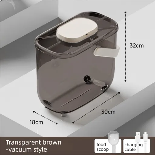 10L Smart Vacuum Pet Food Storage Container - Moisture & Insect Proof, Constant Pressure Paws-Keep-Fresh(Transparent Brown)