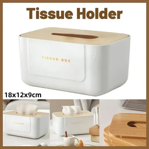 Wooden Lid Paper Towel Box Tissue Holder Napkin Organiser for Home Kitchen