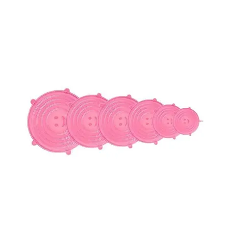 6PCS Stretch Reusable Silicone Food Saver Cover Seal Insta Lids Bowl Wraps - Pink
