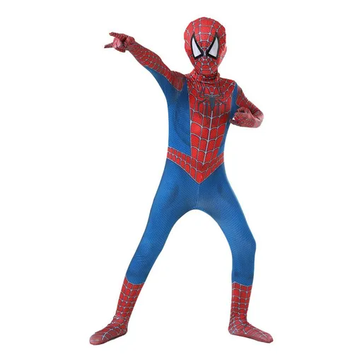 Spiderman Cosplay Costume Milk Silk One Piece Suit New Remy + Headgear Children's 140 yards