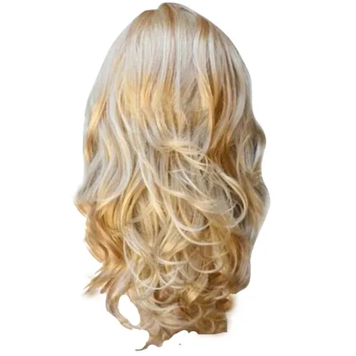 Blonde Long Wave Wig for Women, Middle Part Long Curly Wig Heat Resistant Synthetic Hair Looking Natural, Synthetic Hair Wavy Blonde Highlights Wigs for Women