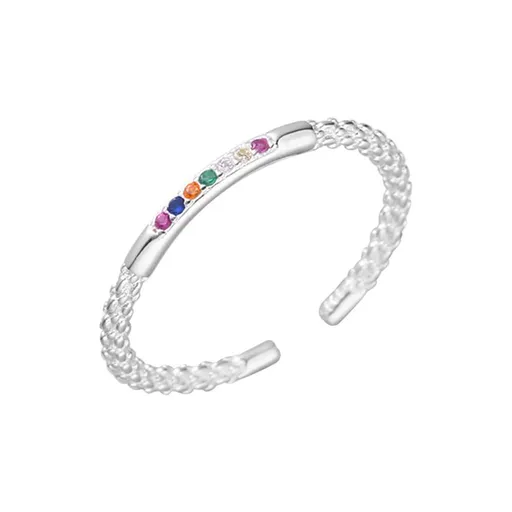 Minimalist Stackable Thin Open Rings 925 Sterling Silver Simple Hypoallergenic CZ Adjustable Ring Eternity Bands for Women