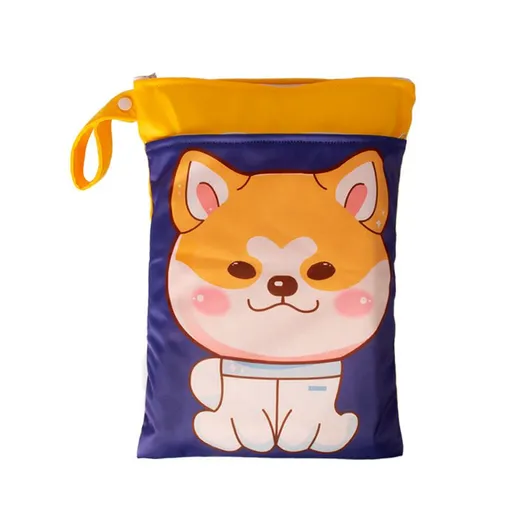 Cartoon Storage Hanging Bag Travel Dry Wet Separation Cute puppy 25cm*35cm (double zipper)