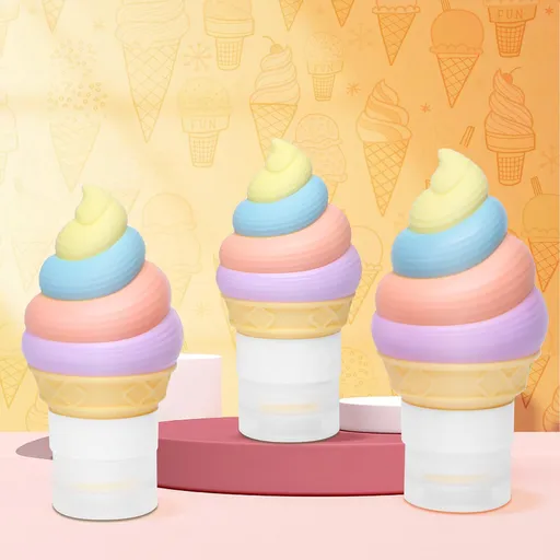 Cute Travel Bottles, Leak Proof Refillable Liquid Silicone Squeezable Travel Accessories for Hotel Gym Travelling, Ice Cream Corn