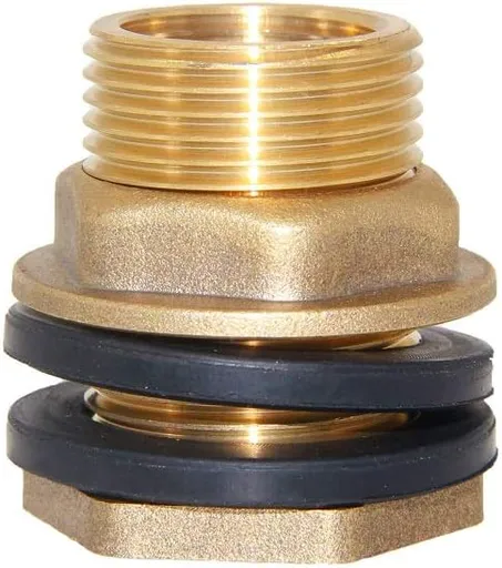1/2" Female 3/4" Male Soild Brass Water Tank Connector Theaded Bulkhead Fitting With 2 Rubber Rings Stablizing