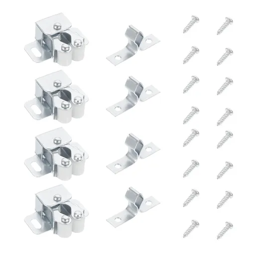 20 Sets Cabinet Buckle Locks with Double Roller Catch, Easy to Install, Plated Finish for Secure Cabinets