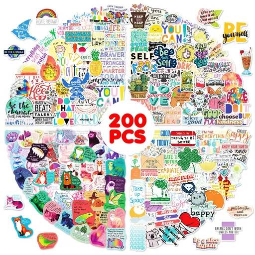 200 PCS Inspirational Stickers for Adults,Motivational Water Bottle Stickers for Teens Kids Teachers,Journaling Scrapbook Laptop