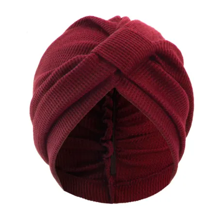 Wine Red 3 Pack Women's Cotton Waffle Knit Turban Headwrap - Thickened Indian Style Beanie Cap - One Size Fits All for Australian Daily Wear