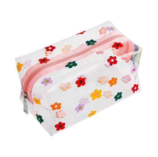 Cute Crystal Clear Cosmetic Bags, Travel Toiletry Clear Makeup Bags, Portable Makeup Brushes Kit Storage Bag, Waterproof