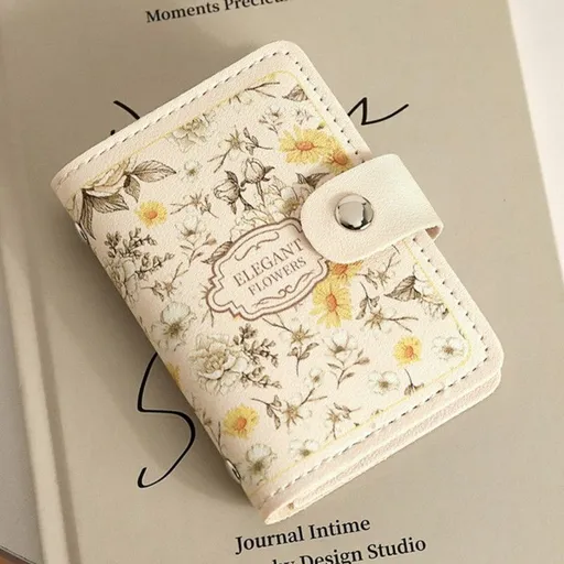 Vintage Floral Oil Painting Card Holder: Multi-Slot, Large-Capacity Card Wallet for Bank Cards and IDs—White
