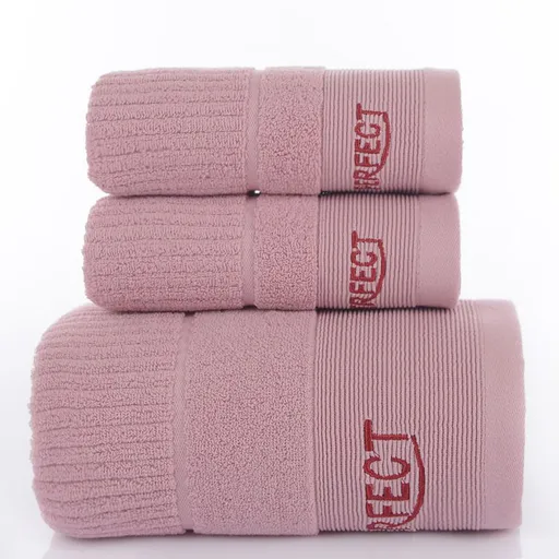 3PCS Babylon Pink Luxury Cotton Towel and Bath Towel Gift Set - Soft Absorbent Long Staple Cotton Bathroom Travel Home Towels, 2 Pack 35 × 75cm Towel & 70 × 140cm Bath Towel