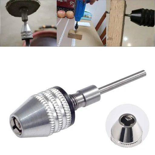 Keyless Mini 3-Jaw Drill Chuck Screwdriver Adapter with Quick-change 2.35mm Round Shank to Hold Straight-shank 0.3-3.4mm Drill