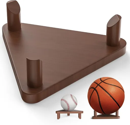 Ball Stand Holder,Ball Display Stand Wooden for Football Basketball Stand Soccer Ball Holder,Rugby Ball Volleyball Sports Ball Storage Rack Made of Solid Wood,Trophy Autograph Memorabilia Display Case