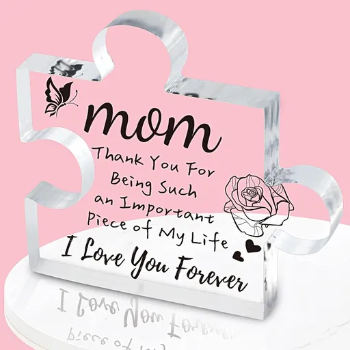 Interlocking Puzzle-Shaped Desktop Decor – 10.5cm Square Display Piece for Home or Gifting(Mom)