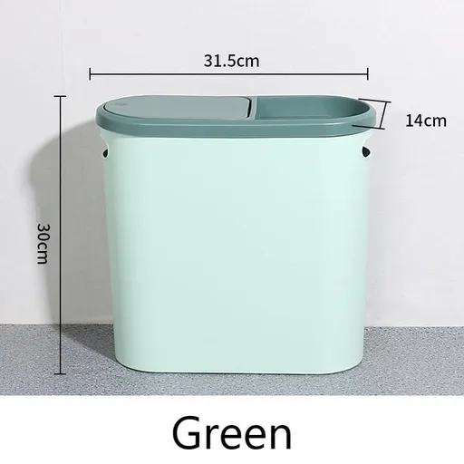 Green Push-Lid Trash Can Model 9219 | Christmas Natural Vibe Gift | Press-Type Covered Waste Bin for Kitchen & Dining Area